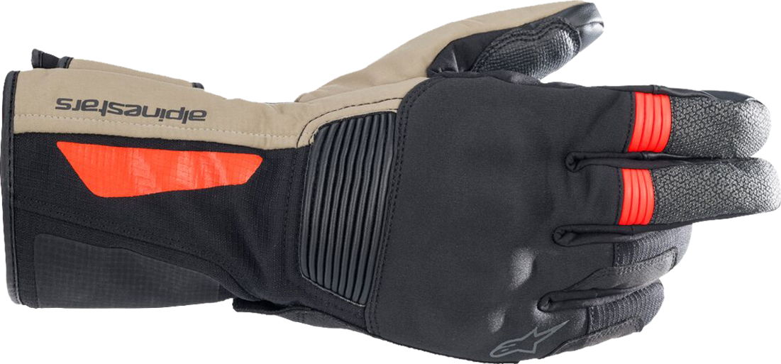 Alpinestars Guantes de Moto  Denali Aerogel Drystar® Negro-Caqui Oscuro-Rojo Fluo