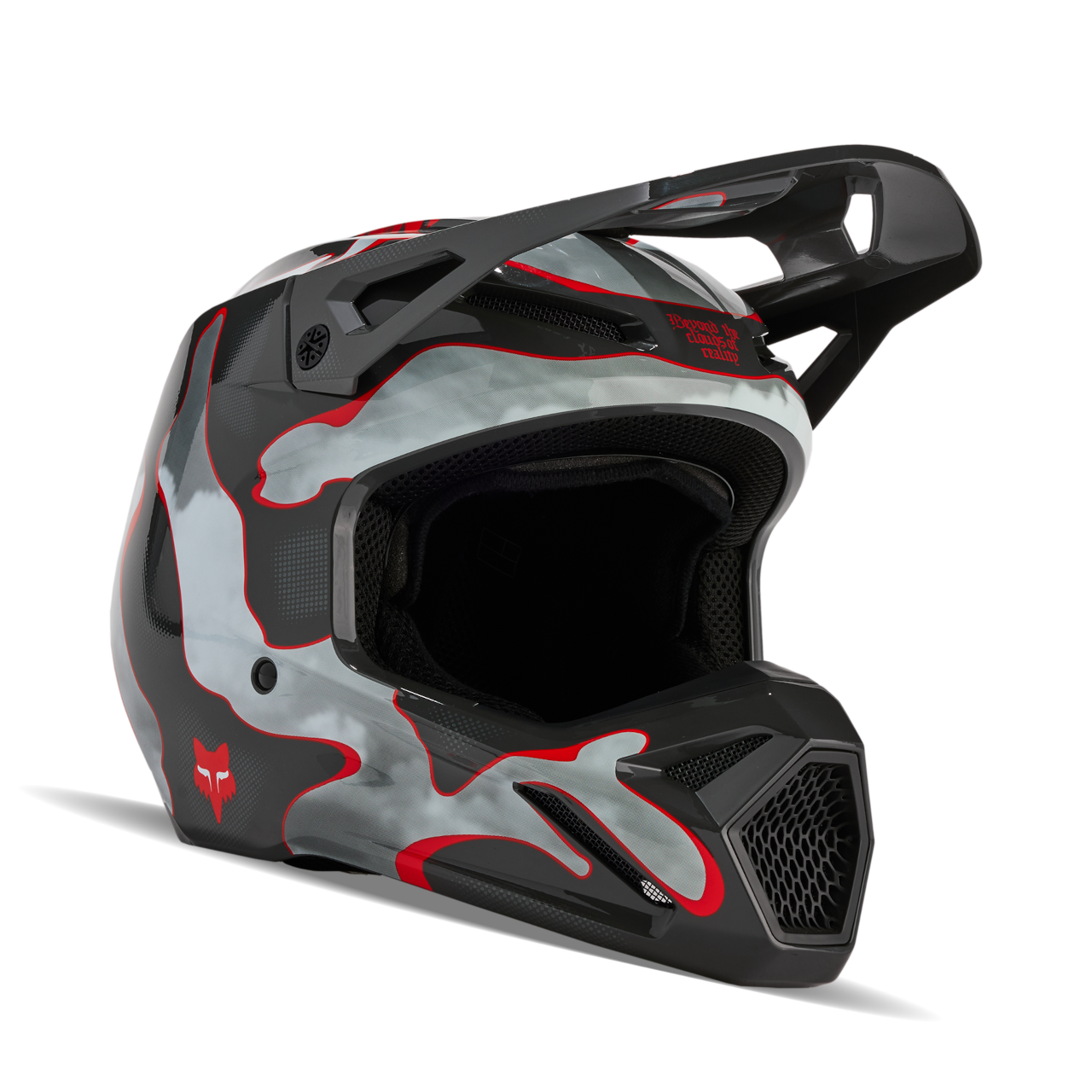 FOX Casco de Cross  V1 Atlas Gris-Rojo