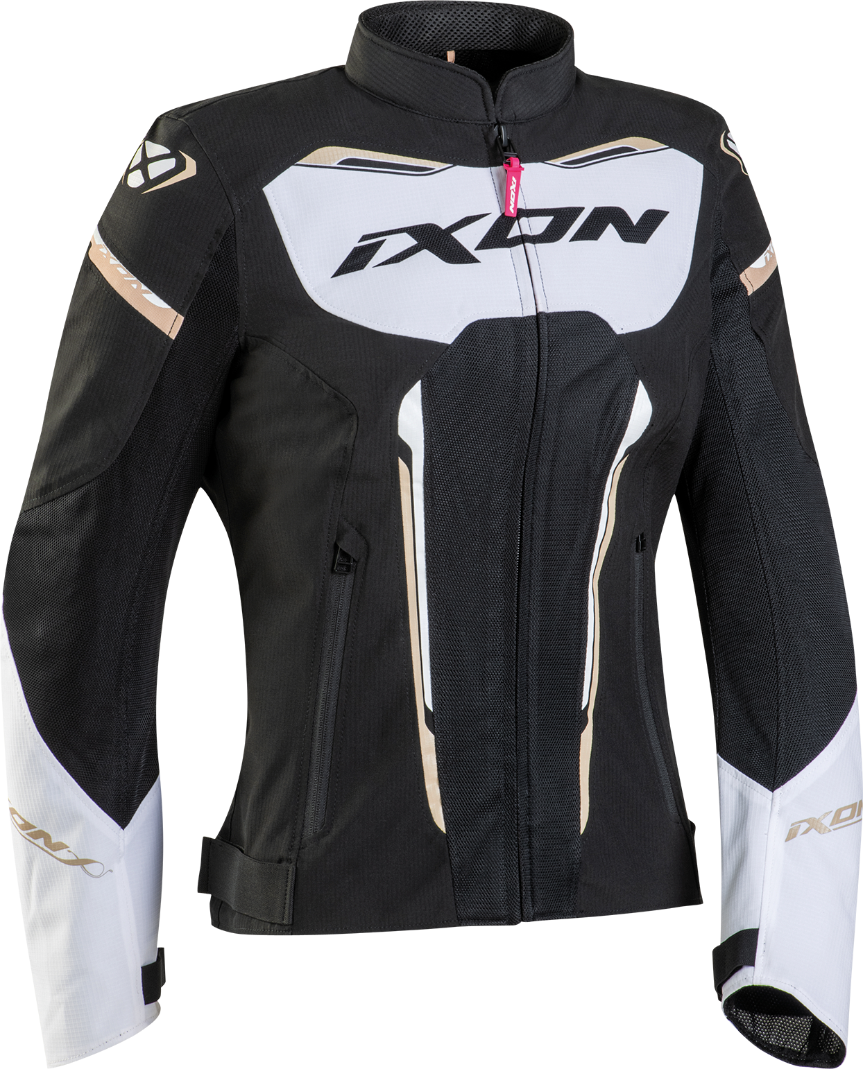 Ixon Chaqueta de Moto para Mujer  Striker Air Negro-Blanco-Dorado