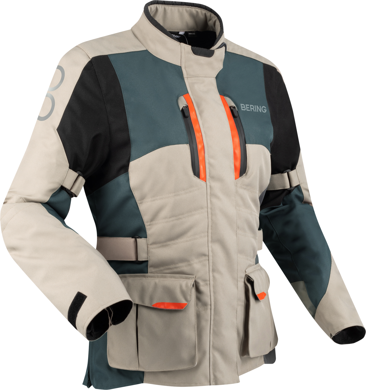 Bering Chaqueta de Moto Mujer  Siberia Beige-Gris-Naranja