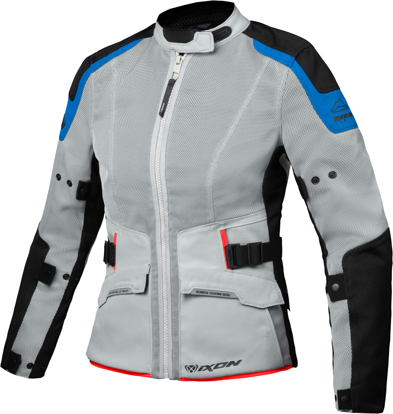 Ixon Chaqueta de Moto Mujer  M-NJORD Gris Claro-Azul-Rojo Neón