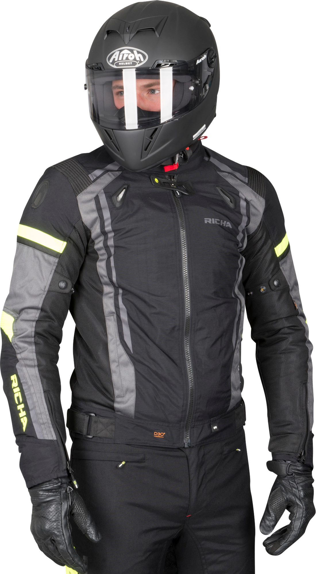 Richa Chaqueta de Moto  Airwave Gris oscuro-Amarillo Fluo