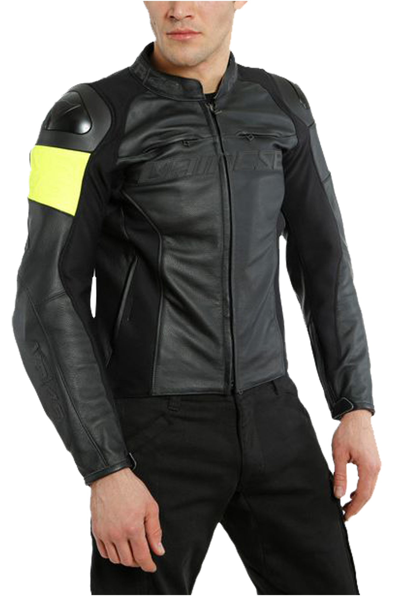 Dainese Chaqueta de Moto  VR46 Pole Position Negro-Amarillo Fluo