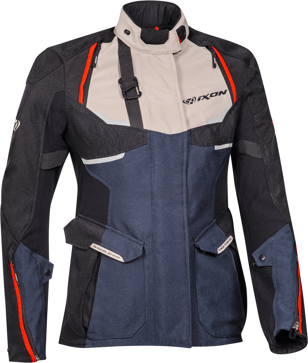 Ixon Chaqueta de Moto para Mujer  Eddas Beige-Azul-Negro