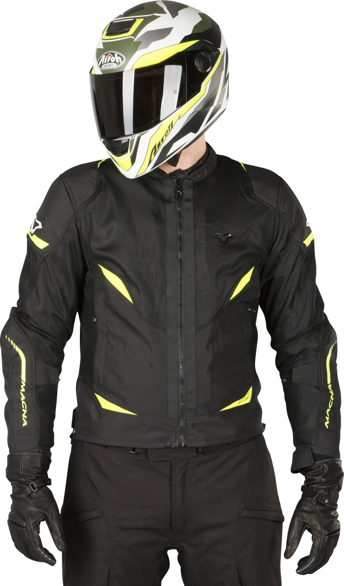 Macna Chaqueta de Moto  Hurracage Negro-Amarillo Fluo