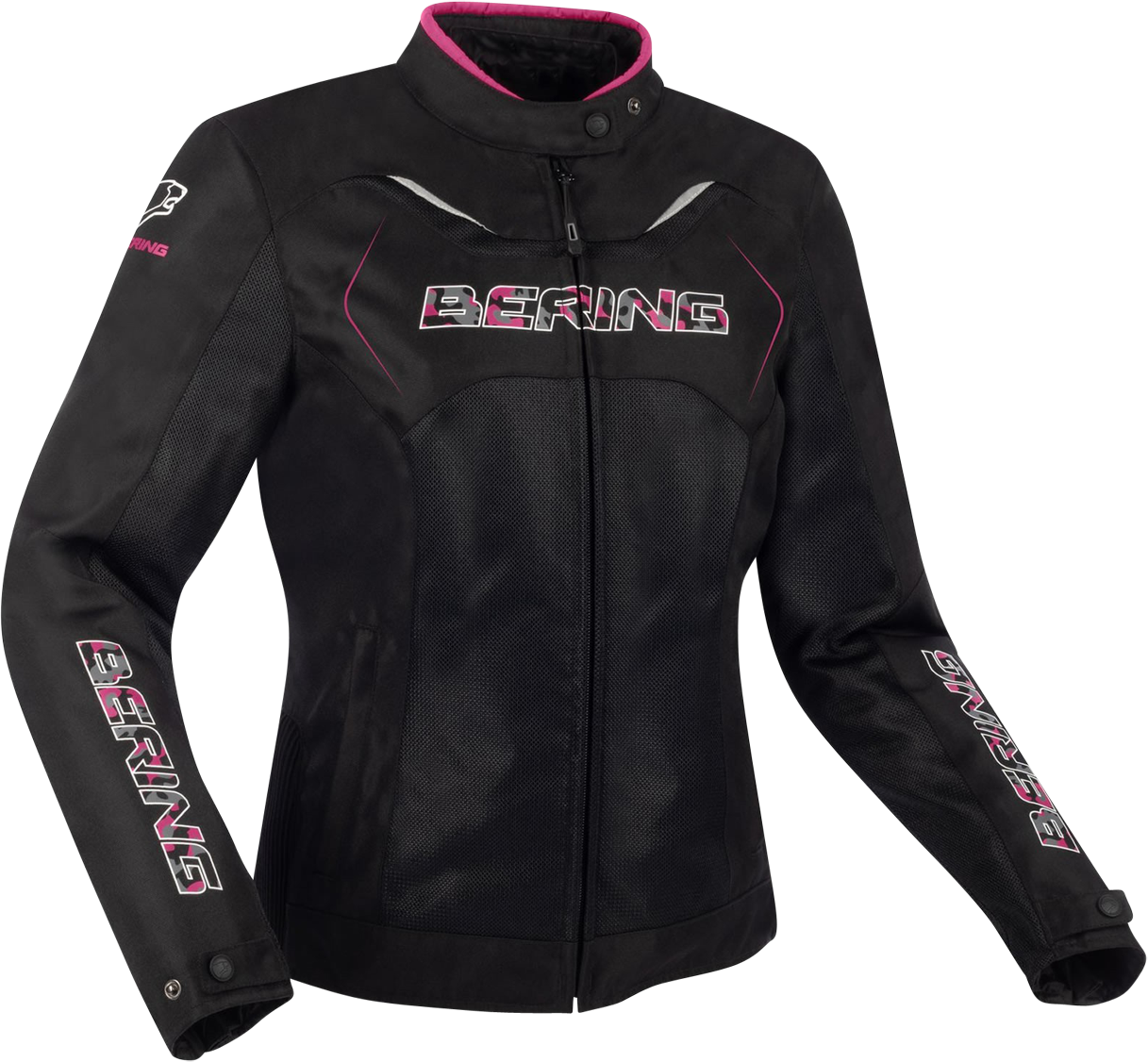 Bering Chaqueta de Moto para Mujer  Lady Volga Negro-Fucsia