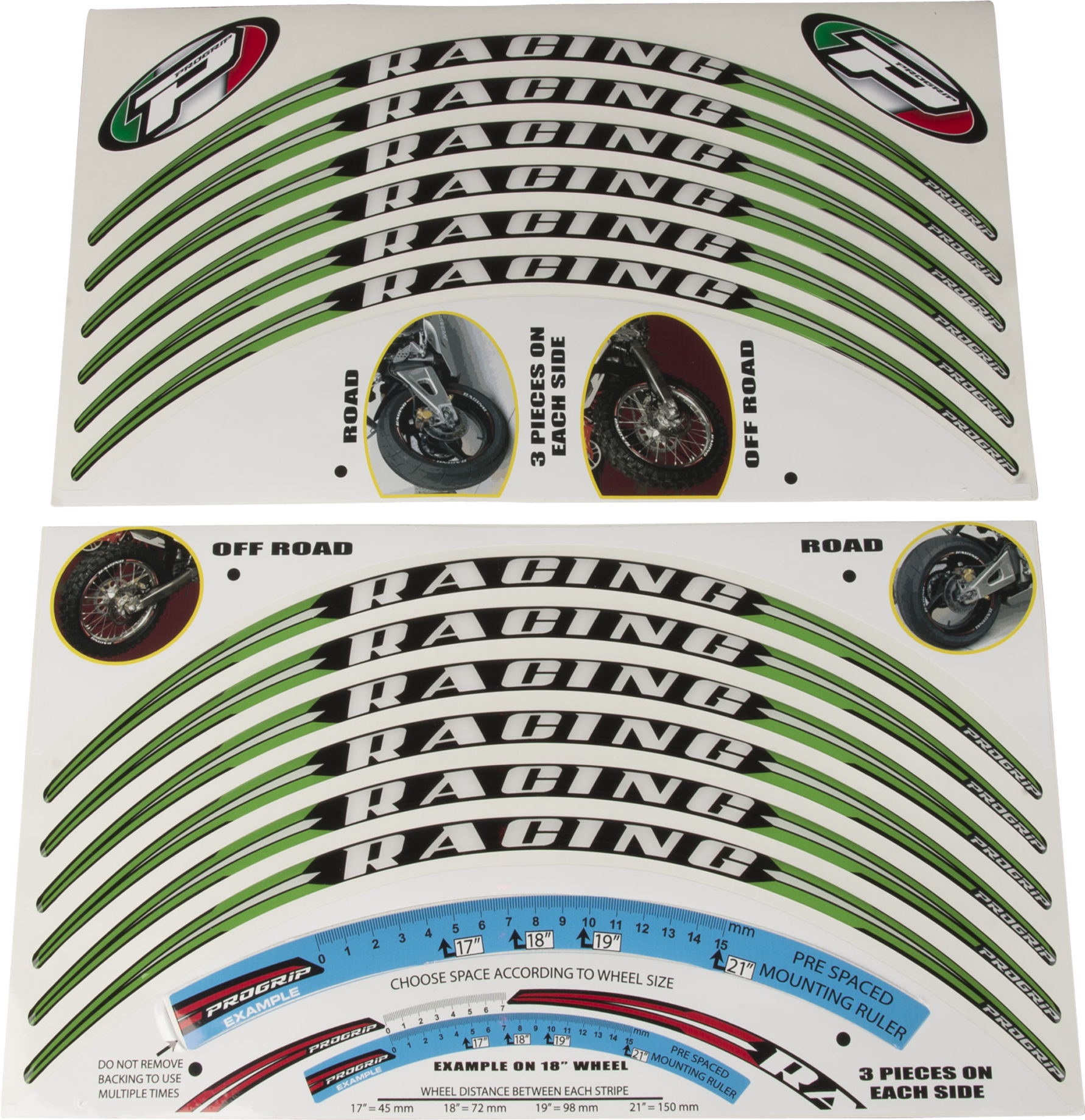 Progrip Pack-12 Adhesivos para Llanta  Verde