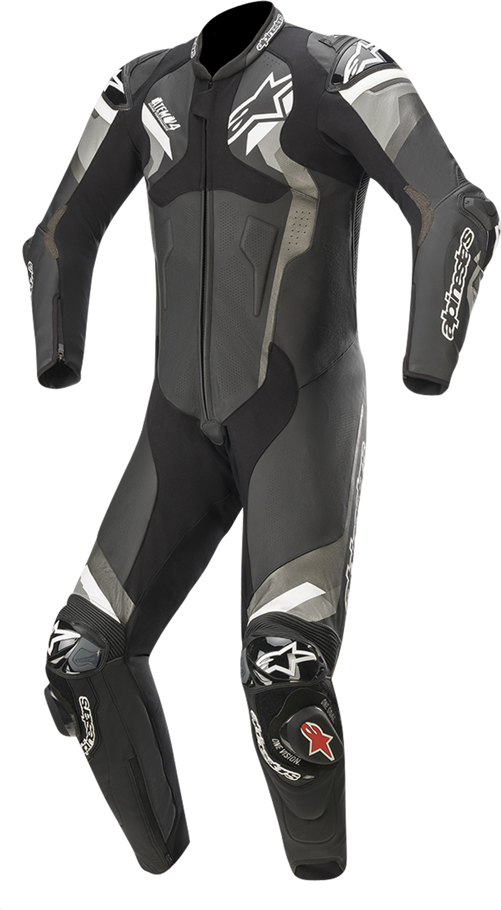 Alpinestars Mono de cuero  Atem V4 Negro-Gris