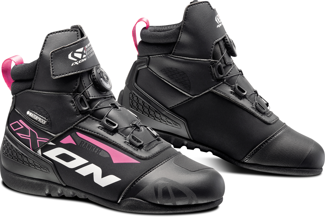 Ixon Zapatillas de Moto para Mujer  Ranker WP Negro-Blanco-Fucsia