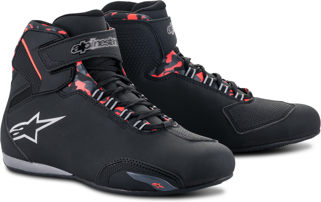 Alpinestars Zapatillas de Moto  Sektor Waterproof Negro-Gris-Rojo Fluo