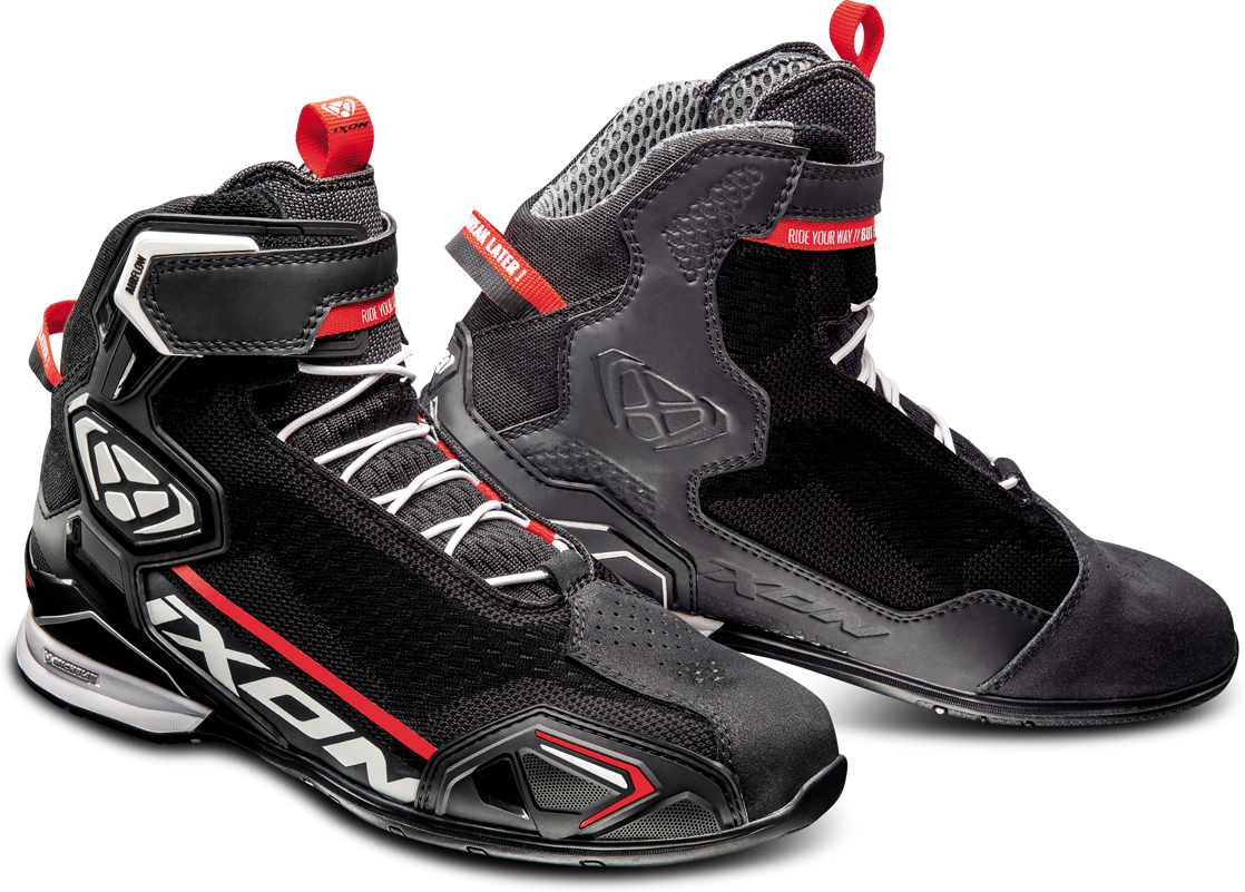 Ixon Botas de Moto  Bull Knit Negro-Blanco-Rojo