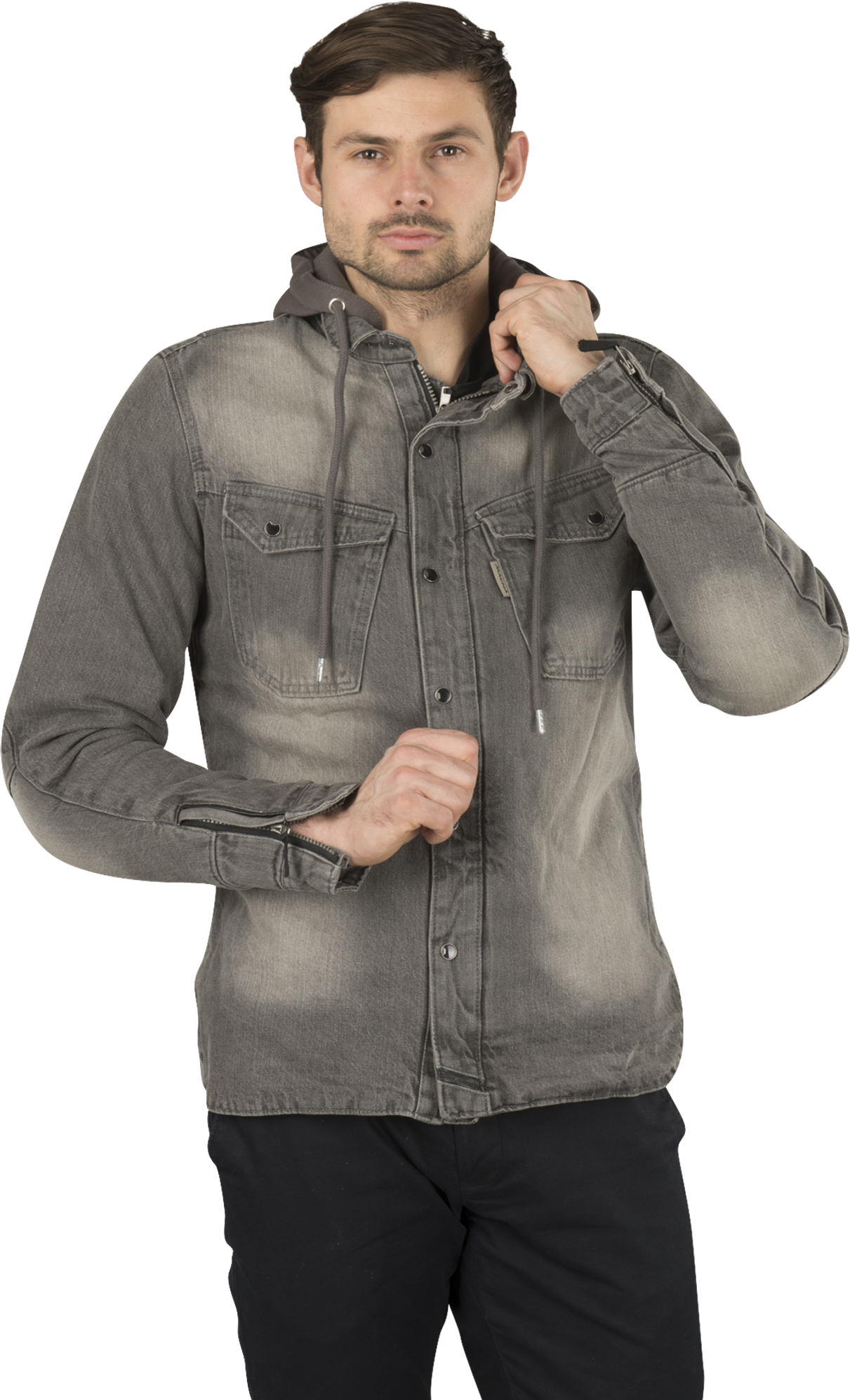 Macna Chaqueta de Moto vaquera  Westcoast Denim, Gris Macna Chaqueta de Moto vaquera  Westcoast Denim, Gris