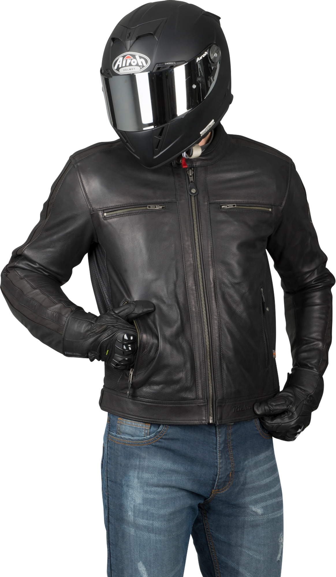 Richa Chaqueta de Moto  Goodwood Perforada Negro-Marrón oscuro Richa Chaqueta de Moto  Goodwood Perforada Negro-Marrón oscuro