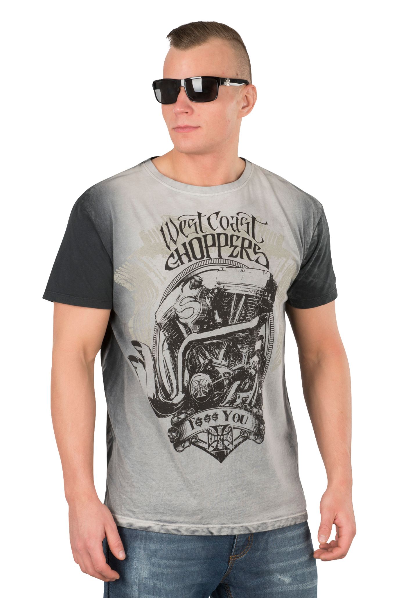 West Coast Choppers Camiseta  F*** You Vintage Gris