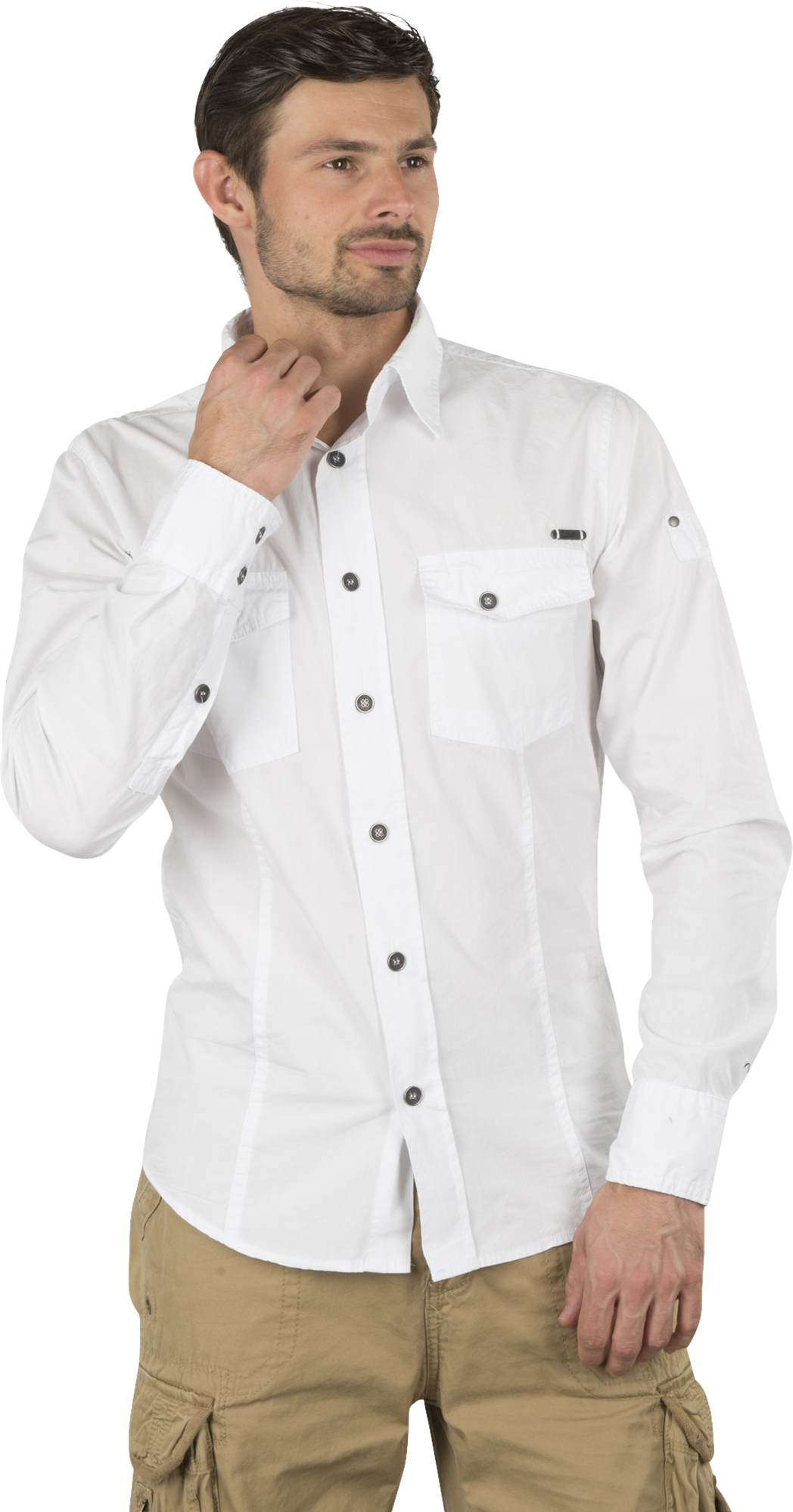 Brandit Camisa  Slim Blanco