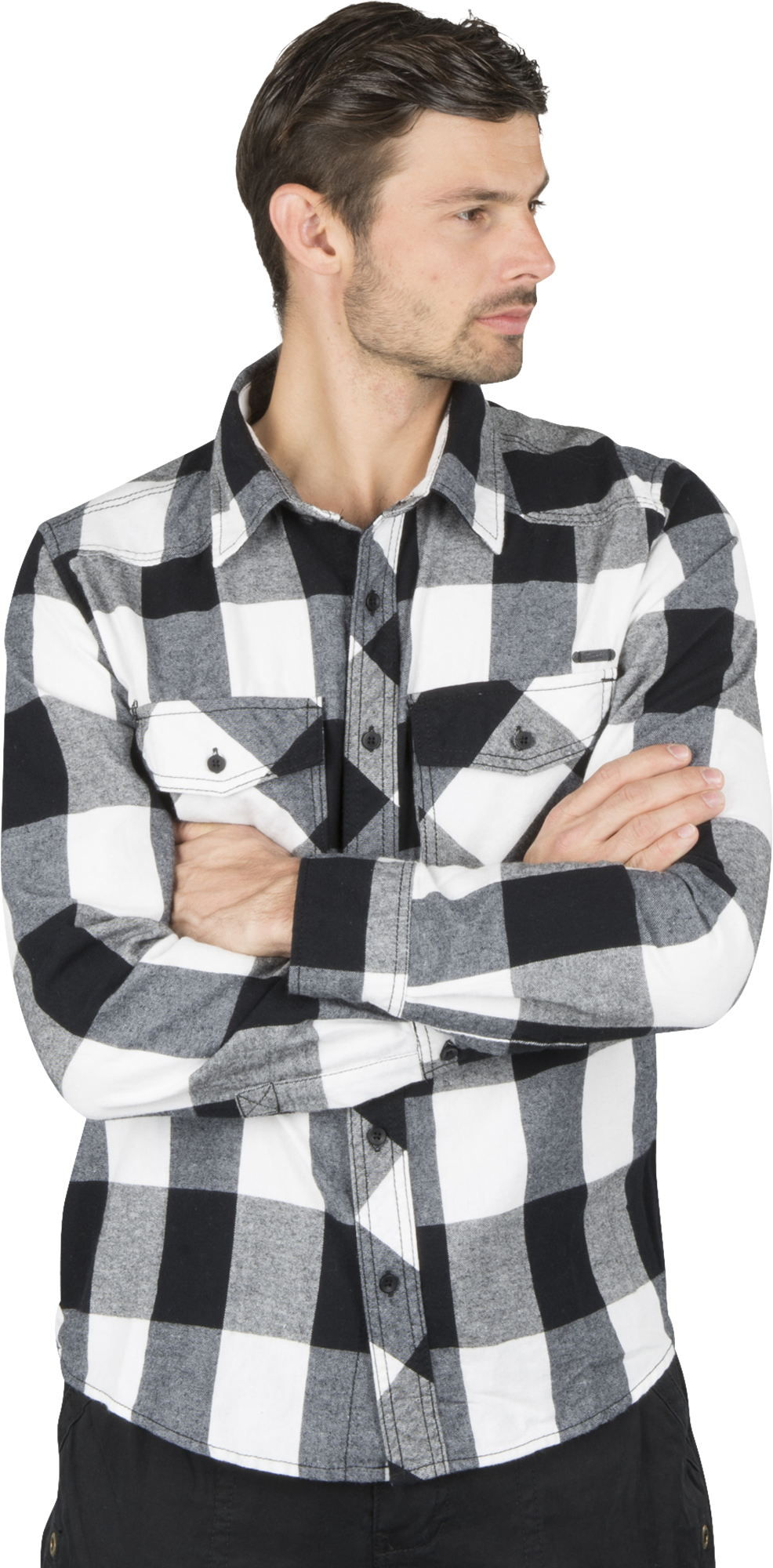 Brandit Camisa  Checkshirt Blanco-Negro