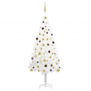 Set De árbol De Navidad Artificial Con Led Y Bolas Blanco 210cm