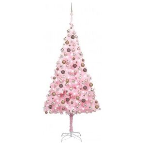 Árbol De Navidad Artificial Con Led Y Bolas Pvc Rosa 240 Cm