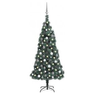 Árbol De Navidad Artificial Led Y Bolas Verde 150 Cm Pvc Y Pe