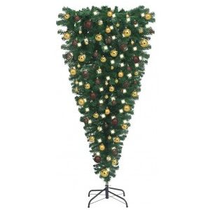 Árbol De Navidad Artificial Invertido Con Luces Y Bolas 210 Cm