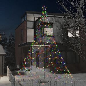 Árbol De Navidad Con Poste De Metal 1400 Leds De Colores 5 M