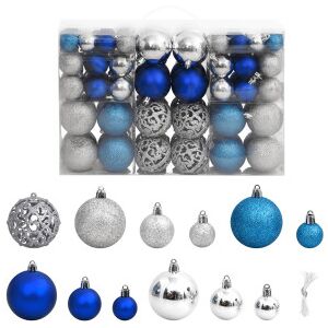 Bolas De Navidad 100 Unidades Azul Y Plateado 3 / 4 / 6 Cm