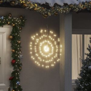 Luces De Navidad De Estrellas 2 Uds 140 Led Blanco Cálido 17 Cm