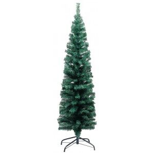 Árbol De Navidad Artificial Delgado Y Soporte Pvc Verde 150 Cm