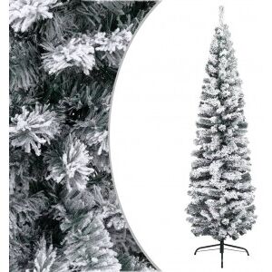 Árbol De Navidad Artificial Delgado Verde Con Nieve Pvc 240 Cm