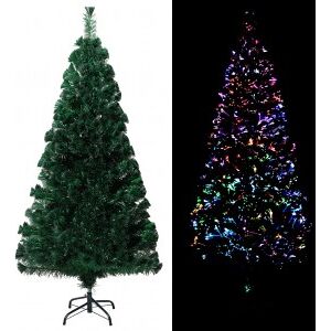 Árbol De Navidad Artificial Y Soporte Fibra óptica Verde 150 Cm