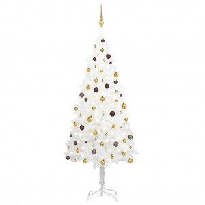 Set De árbol De Navidad Artificial Con Led Y Bolas Blanco 240 Cm