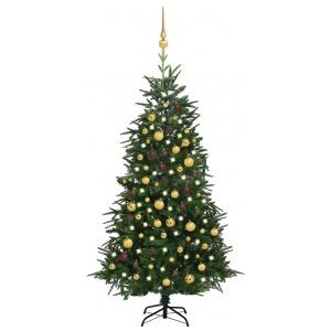 Árbol De Navidad Artificial Con Leds Y Bolas Pvc Verde 180 Cm