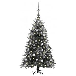 Árbol De Navidad Con Led. Nieve Y Bolas Pvcype Verde 150 Cm