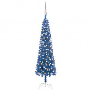 Set De árbol De Navidad Estrecho Con Led Y Bola Azul 180 Cm