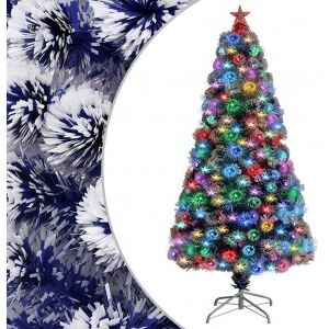 Árbol De Navidad Con Luces Fibra óptica Blanco Y Azul 120 Cm