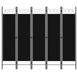 Biombo Divisor De 5 Paneles Negro 200x180 Cm