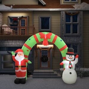 Arco De Navidad Inflable Papá Noel Y Muñeco De Nieve Led 223 Cm