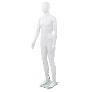 Maniquí De Hombre Completo Base Vidrio Blanco Brillante 185 Cm