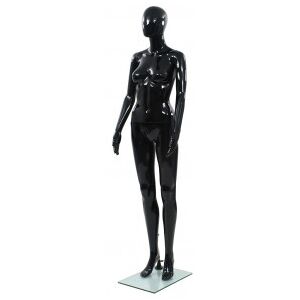 Maniquí De Mujer Completo Base De Vidrio Negro Brillante 175 Cm