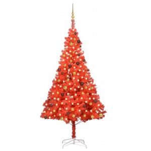 Set árbol De Navidad Artificial Con Led Y Bolas Rojo 240 Cm Pvc