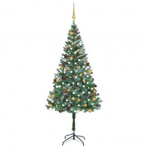 Set Medio árbol De Navidad Artificial Led. Bolas Y Piñas 180cm