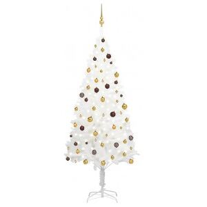 Árbol De Navidad Preiluminado Con Luces Y Bolas Blanco 240 Cm