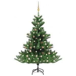 Árbol De Navidad Artificial Nordmann Fir Led Bolas Verde 150 Cm