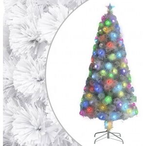 Árbol De Navidad Artificial Con Luces Fibra óptica Blanco 150cm