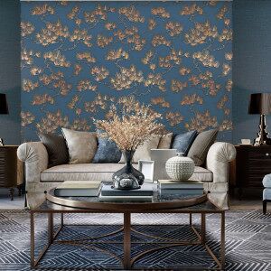 Dutch Wallcoverings Papel De Pared Pino Dorado Y Azul