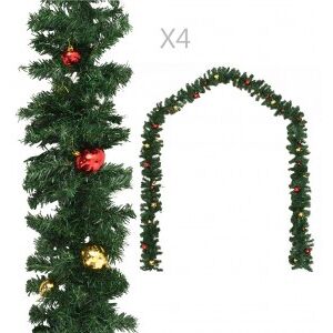 Guirnaldas De Navidad Con Bolas 4 Unidades Pvc Verde 270 Cm