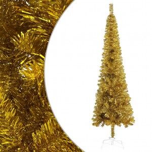 vidaXL Set De árbol De Navidad Estrecho Con Led Y Bola Dorado 240 Cm