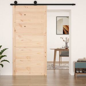 Puerta De Granero Madera Maciza Pino 100x1.8x204.5 Cm