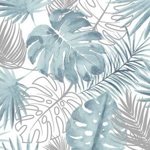 Dutch Wallcoverings Papel Pintado Hojas De Monstera Azul