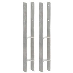 vidaXL Anclajes De Valla 2 Uds Acero Galvanizado Plateado 7x6x60 Cm